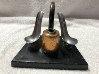 Vintage Metal Copper Heavy Tobacco Pipe Holder Holds 2 Pipes Very Unique 3lbs