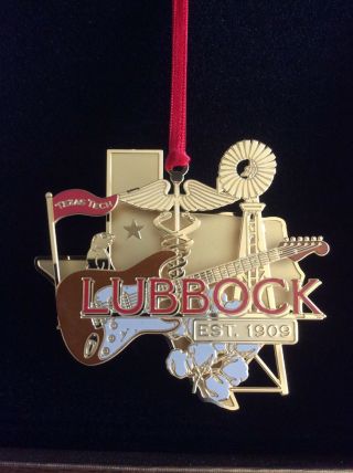 Nib Lubbock Centennial Christmas Ornament Nelda Laney Texas Tech Buddy Holly