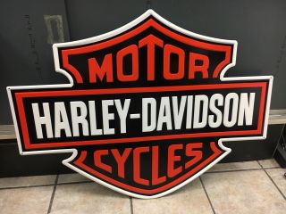 35x28 Metal Harley Davidson Motorcycles Logo Sign Orange White Dealer Emblem
