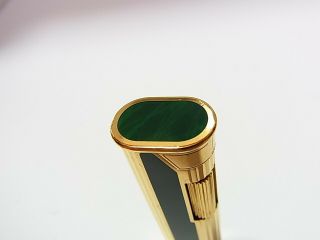 DUNHILL Rollagas Dress Slim Lighter Green Marble Lacquer Auth Swiss Gas leaks 7