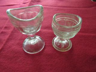 Two Vintage Clear Glass Eye Wash Cups Octagonal Shaped/anchor Hocking (?)