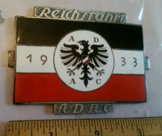 Antik 1933 German Car Club Enamel Radiator Badges Automobilklub Reichsfaht Adac