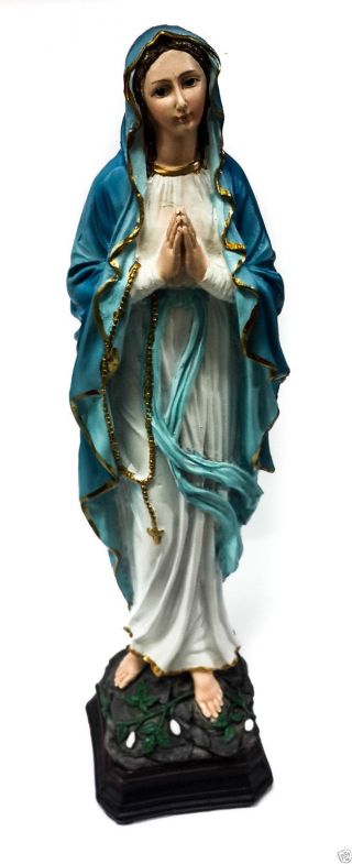 Blessed Virgin Mary Our Lady Of Rosary Figurine Resin Sculpture Holy Land 11.  5 "