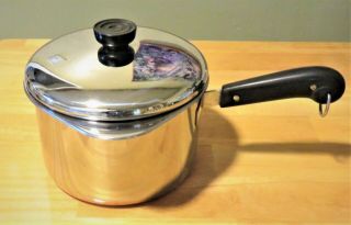 Vintage,  Pre 1968,  Copper Clad,  3qt Revere Ware Sauce Pan With Lid & Dbl Boiler