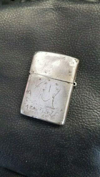 Vintage Korean War Zippo Etched/engraved 1953 - 54 Pinup Artwork To Hell And Back