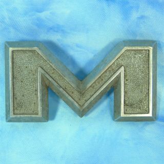 Vintage Mack Truck Letter M Metal Emblem Badge Logo Pebbled 27ru369 - P1 2 Inch