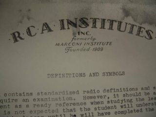 1930 Full Rca & Marconi Institute Tube Type Radio Repair Course