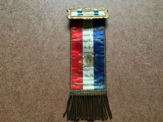 Antique 1914 Slovak Fraternal Society Nar Slov United States Pin Medal Ribbon