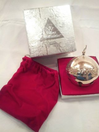 Wallace 2000 Annual Silver Christmas Bell Ornament W/ Box & Pouch