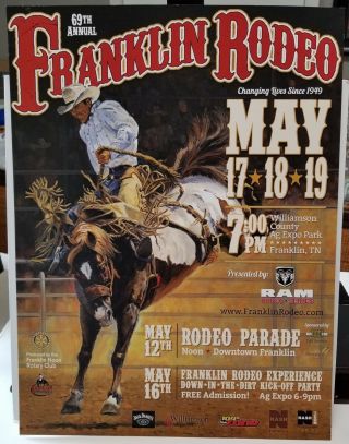 69th Annual Franklin Tennessee Rodeo Parade Poster Dodge Ram Series Prca Pro