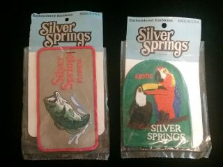 Nip (2) Silver Springs Florida Embroidered Patchs Birds And Bass