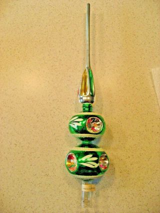 Santas World Double Ball with Indents Glass Christmas Finial Tree Topper - 13 