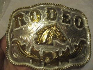 Huge Hand Made & Engraved Rodeo Horsehead Western Cowboy Belt Buckle