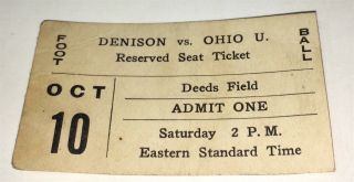 Rare Antique American Ohio University Vs.  Denison Football Sport Ticket 1931