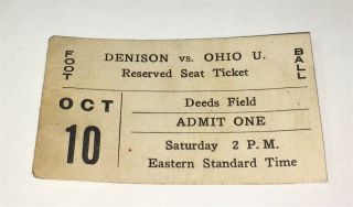 Rare Antique American Ohio University Vs.  Denison Football Sport Ticket 1931 2