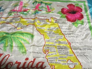 Florida Souvenir Scarf Wall Decor Pre - Disney Vintage Mid - Century Tourist Map 3
