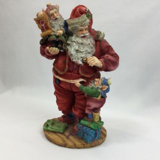 Dept 56 Santa Christmas Figure Hand Painted On Stand In The Spirit Toy List Elve