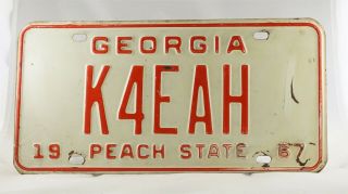 1967 Georgia Ham / Amateur Radio License Plate - - K4aeh