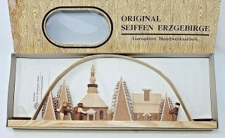 Handmade Erzgebirge Germany 15 1/2 " Wooden Candle Arch,  Dregeno Seiffen,  W/ Box