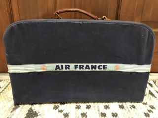 Vintage Air France Canvas Carry On Luggage Travel Bag Blue 17x11x4