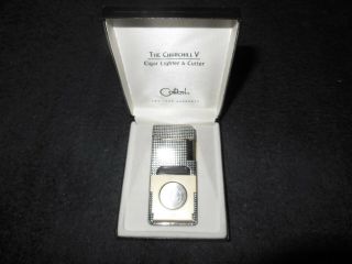 Colibri Churchill V Cigar Lighter And Cutter In Box/case Gold Tone
