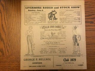 Vintage 1940 Livermore Rodeo & Stock Show Program