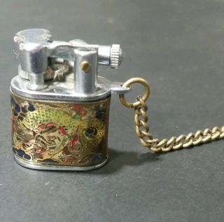 Miniature Vintage Perky High Class Lighter Cigarette Japanese Cloissen Dragon 5