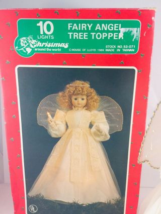 Vintage HOUSE of LLOYD 10 Light ANGEL Fairy Christmas Tree Topper Porcelain Head 4