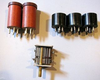 Vintage Nos 5 Pin Radio Coil Forms 365pf Tuning Capacitor & Octal Tube Base Coil