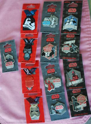 Run Disney 1/2 Half Marathon Weekend Star Wars The Dark Side Set Of 13 Pins 2018