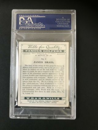 1930 W.  D.  & H.  O.  Wills Famous Golfers: James Braid 1 PSA Grade 6 2