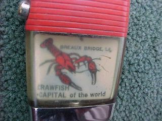 Vintage Scripto Vu Cigarette Lighter Slimline BREAUX BRIDGE LA Crawfish Capitol 3
