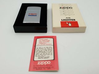 Vintage 1981 Slim Zippo Lighter Exxon Oil Mib