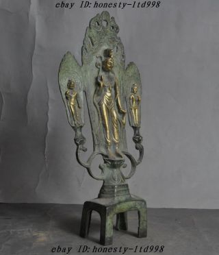 Old Tibet Buddhism pure bronze gild Tara Goddess Kwan - yin Guanyin Buddha Statue 5