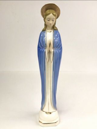 Vintage Porcelain Religious Halo Statue Virgin Mary Madonna Gilt Tall Figurine