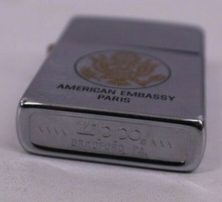 Zippo Lighter American Embassy Paris - Chrome 5