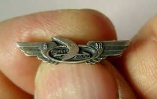 Old Sterling Silver Frontier Airlines Employee 5 Year Service Wing Pin