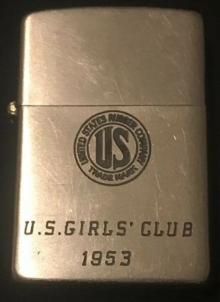 Us Girls Club 1953 United States Us Rubber Company Logo Zippo Lighter No Box