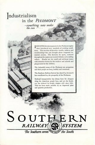 Vintage Print Ad Train 1926 Southern Railway Industrialism In The Piedmont Ad