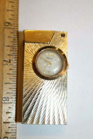 Vintage Lucerne Watch/clock Rivo Goldtone Cigarette Lighter Does Not Run Jsh