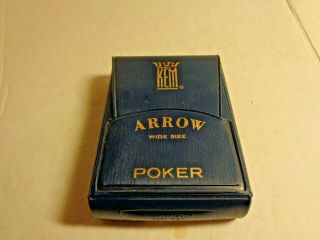 Vintage Single Deck Of Kem Plastic Playing Cards Poker Arrow Wide Size In Case