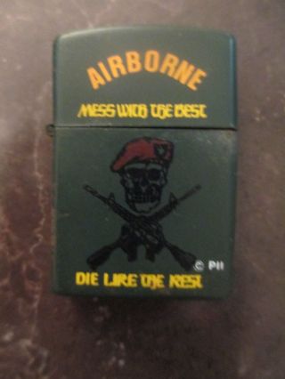Us Army Airborne Lighter Case Mess With The Best Die Like The Rest C1980s