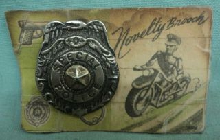 Vintage Harley Davidson Novelty Brooch Special Police Child’s Pin Graphics