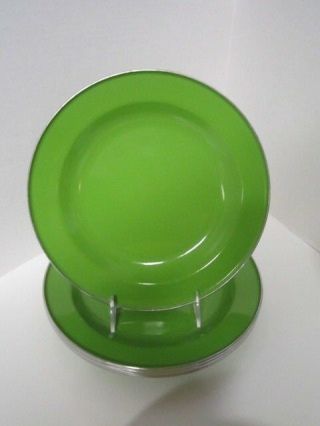 Pottery Barn Partyware Enamelware Dinner Plates Set Of 4 Lime Green