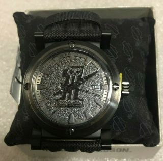 Harley - Davidson/bulova " Dark Custom " Wrist Watch W/calendar Nib Retail $174.  9 C