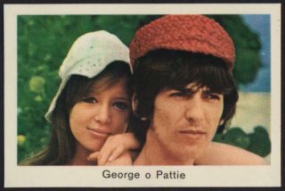The Beatles George Harrison Pattie Boyd - 1965 - 67 Swedish Pop Stars Set Gum Card