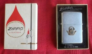 Vintage Brushed Chrome Finish Forest Oil Company Advertiser Zippo W/box - Nr