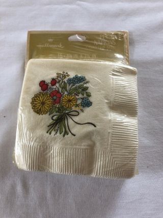 Vintage Hallmark Petite Paper Cocktail Napkins Coaster Size Flowers 15 Count