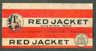 1930s Canadian Chewing Gum Co.  Red Jacket Gum Wrapper 1 Cent Variant