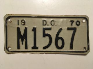 1970 Washington Dc District Of Columbia Motorcycle License Plate Very Good